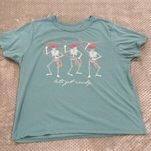 Zoe + Liv Teal Skeleton Dance Tee